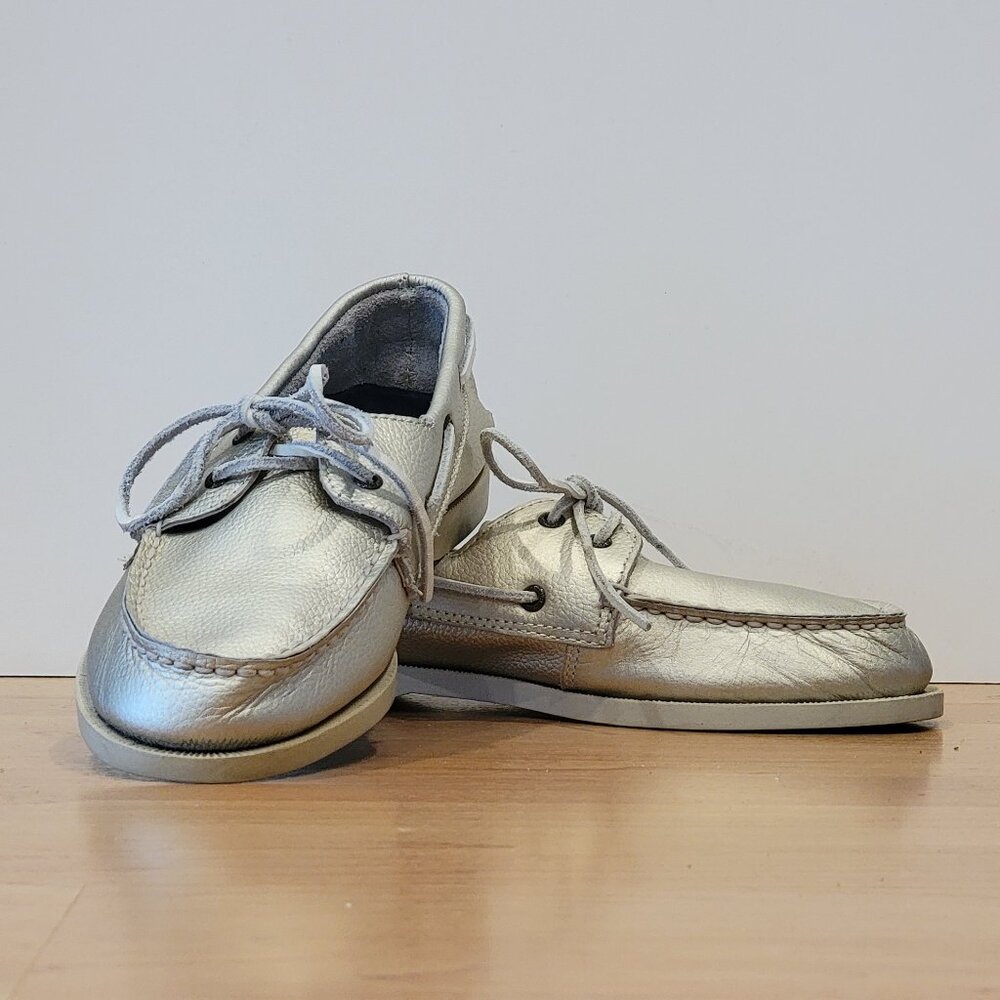 Sperry Topsiders Metallic Gold Boat Shoe - 4M